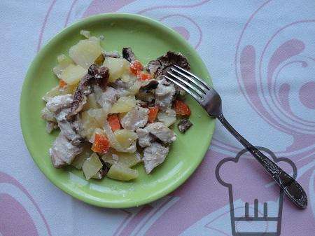 Мясо с грибами в горшочках готово!