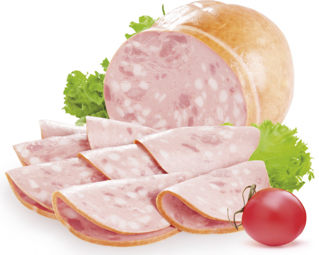 кусочки вареной колбасы с зеленью