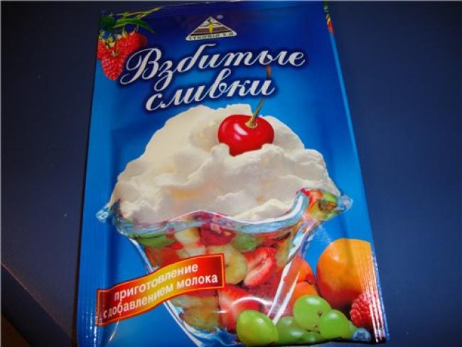 упаковка сухих взбитых сливок