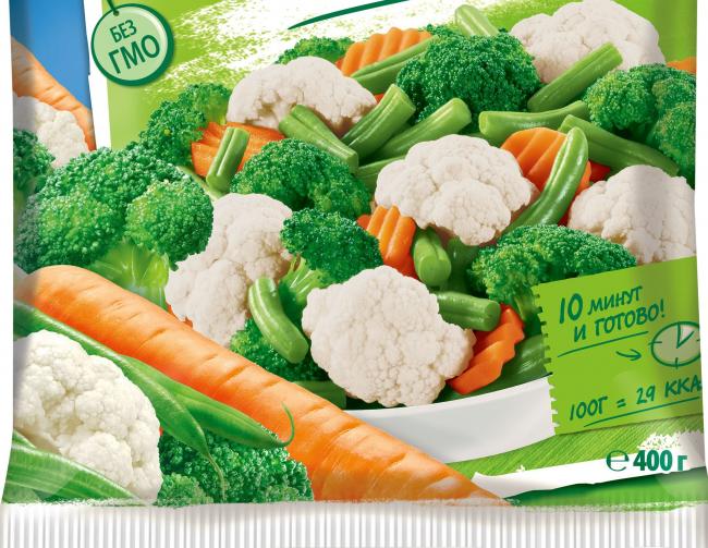 упаковка с замороженными овощами