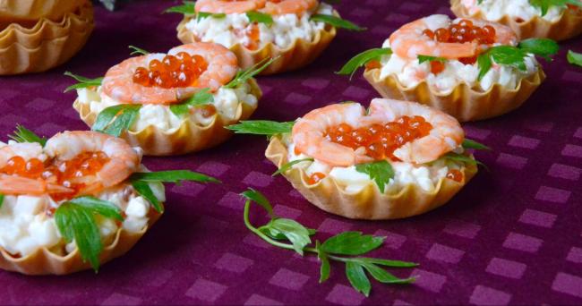 тарталетки с морепродуктами