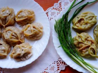 манты с мясом и с тыквой