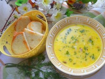 сырный суп с копченой курицей