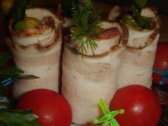 мясные рулетики из грудинки