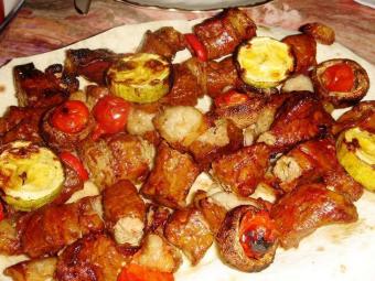 шашлык из печени говядины